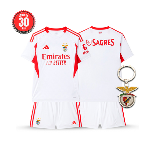 Conjunto Infantil Benfica Alternativa Branca 2025/26 - ÚLTIMAS UNIDADES! 🔥🦅