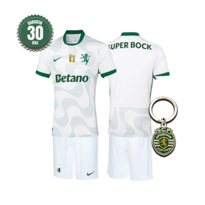 Conjunto Infantil Sporting Alternativa Branca 2025/26 - LANÇAMENTO! 🔥💚