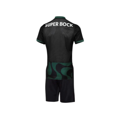Conjunto Infantil Sporting Alternativa Preta 2025/26 - LANÇAMENTO! 🔥💚