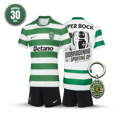 Conjunto Infantil Sporting Principal DOBRADINHA 2025/26 - LANÇAMENTO! 🦁🏆🏆