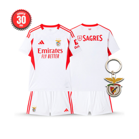 Conjunto Infantil Benfica Alternativa Branca 2025/26 - ÚLTIMAS UNIDADES! 🔥🦅