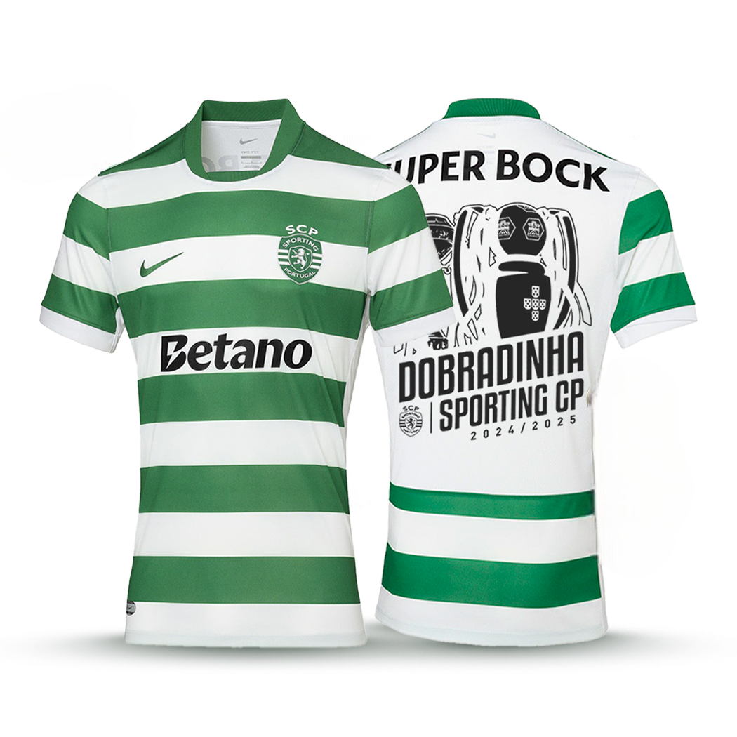 Conjunto Infantil Sporting Principal DOBRADINHA 2025/26 - LANÇAMENTO! 🦁🏆🏆