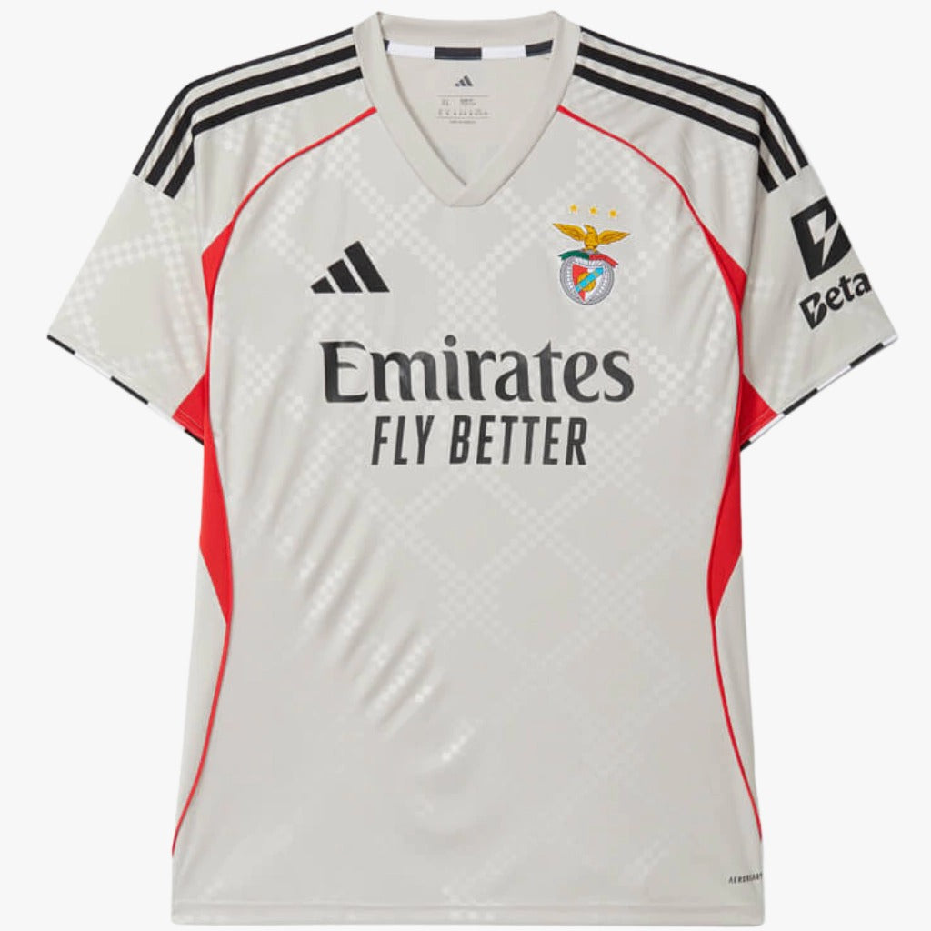 Conjunto Infantil Benfica Alternativa Bege 2025/26 - ÚLTIMAS UNIDADES! 🔥🦅